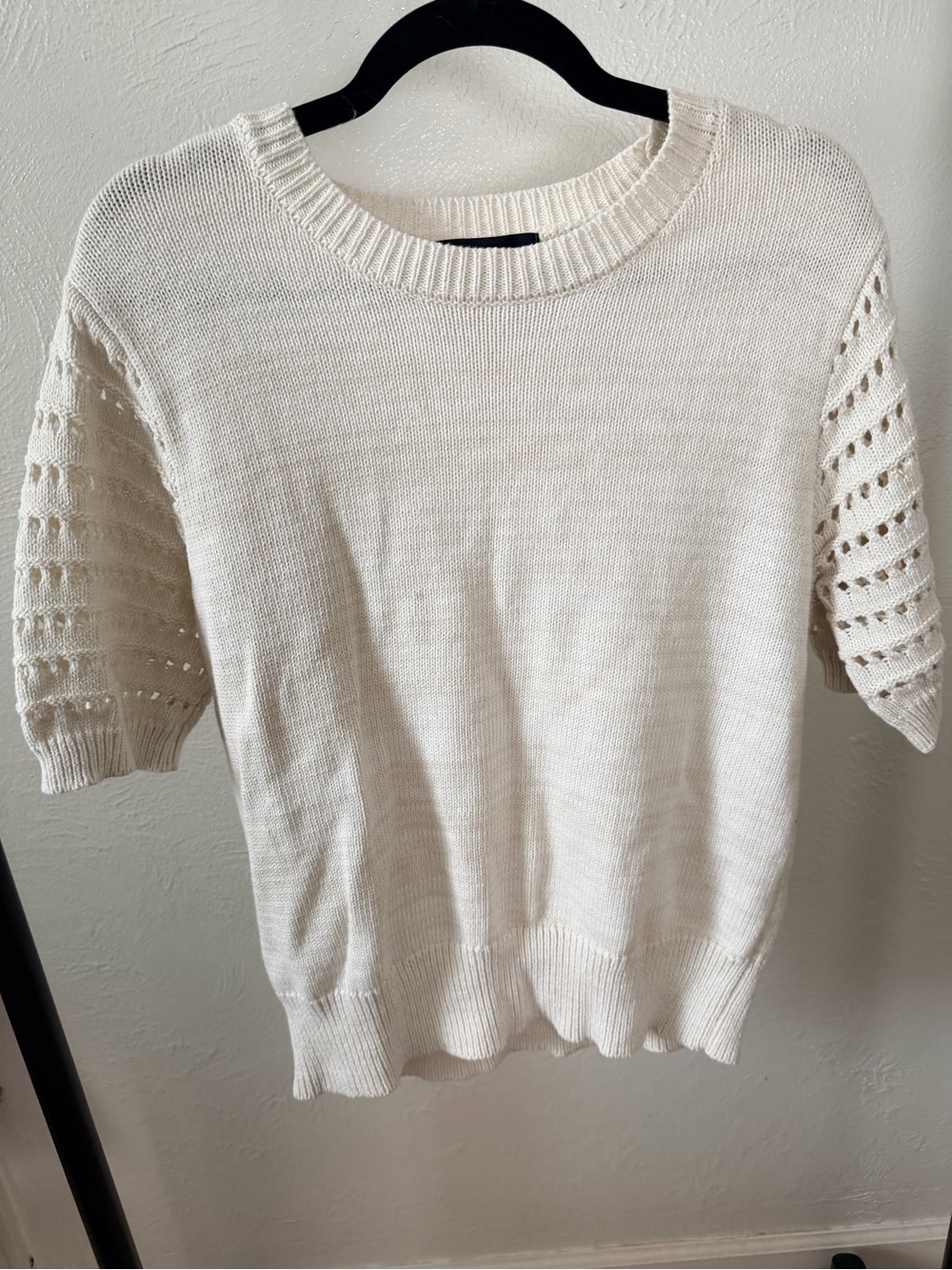 Sanctuary Cream Short-Sleeve Knit Sweater Size Large